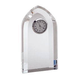 Optic Crystal Arched Clock, 6"