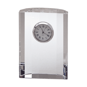 Optic Crystal Semi-Circular Clock, 4.5"