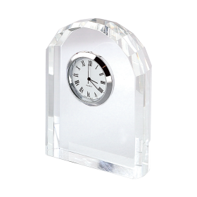 Optic Crystal Arched Clock, 3.75" X 3.25