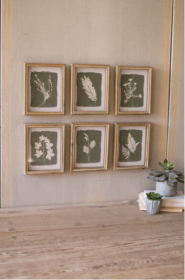 Set Of 6 Fern Prints Under Glass 8"D X 10"T Each