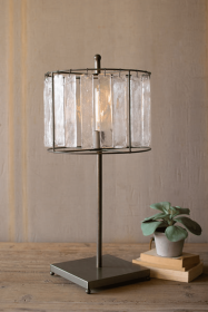 Glass Chimes And Raw Metal Table Lamp