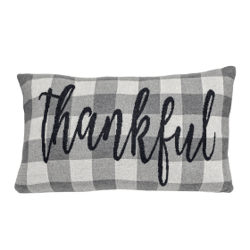 Parkland Collection Gray_Thankful Transitional Gray Throw Pillow