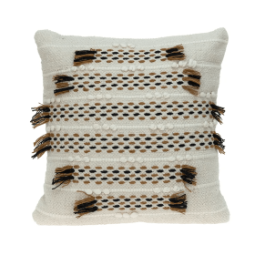 Parkland Collection Jace Transitional Beige Throw Pillow