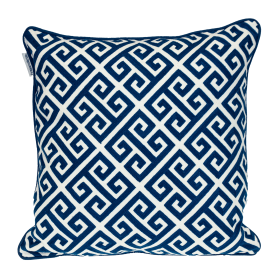 Parkland Collection Transitional Greek Key Blue Square 20" x 20" Pillow