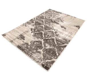 5' x 7'6" Ivory Beige Vintage Abstract  Silky Glam Rug