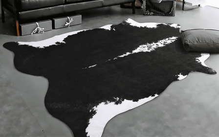 6x7 Feet Black White Belly Cowhide Handmade Area Rug