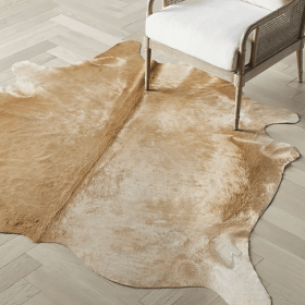 6x7 Feet Light Brown Cowhide Handmade Area Rug