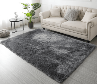 5x7 Feet Grey Soft Plush Fluffy Shag Thick Area Rug