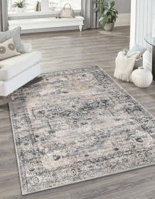 10x13 Feet Beige Grey Blue Distressed Vintage Area Rug