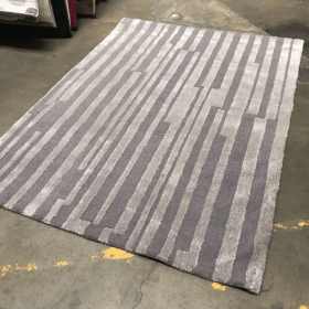 5x7 Grey Gray Silver Striped Wool Thick Soft Area Rug