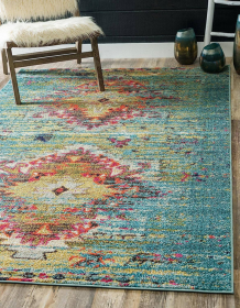 5x8 Feet Blue Over-Dyed Southwestern Tribal Vintage Area Rug