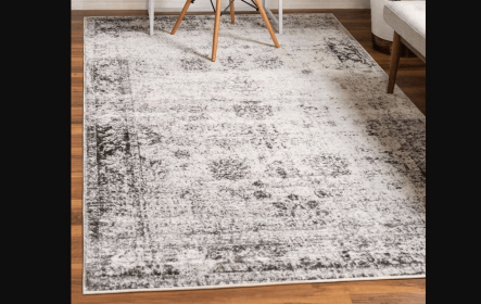 5x8 Feet Grey Silver Distressed Vintage Area Rug