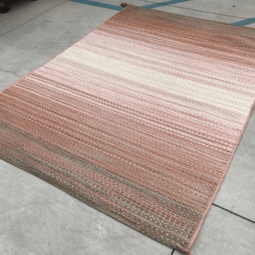 7' x 10' 7x10 Pink Warm Ombre Outdoor Striped Area Rug