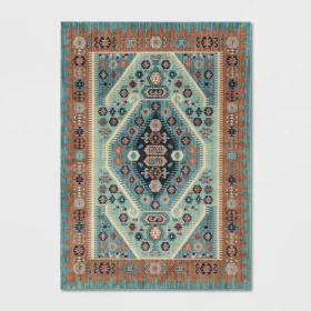 7x10 Feet Blue Buttercup Diamond Vintage Persian Woven Rug