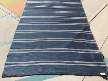 7x10 Feet Navy Blue Grey Reversible Outdoor Area Rug