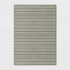 7x10 Feet Sage/Charcoal Gray Stripe Outdoor Area Rug