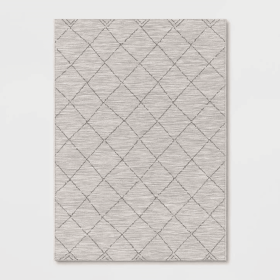 7x10 Feet Silver Cream Geometric Diamond Outdoor Area Rug