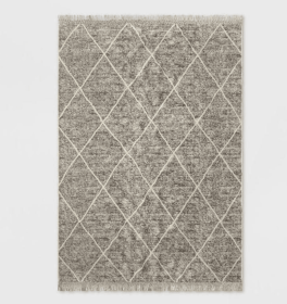 7x10 Feet Silver Gray Diamond Outdoor Area Rug