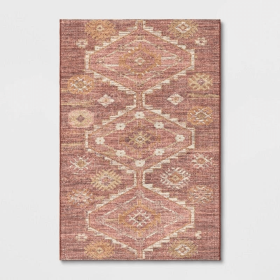 4x6 Feet Rust Southbury Washable Diamond Persian Style Rug