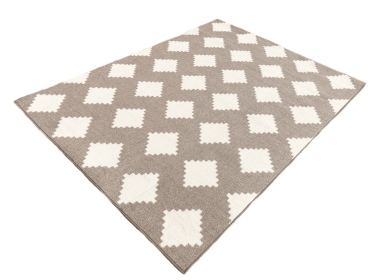 5x7 Beige Ivory Diamond Geometric Soft Low Pile Area Rug