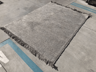 5x7 Feet Bleached Silver Jute Fringe Natural Area Rug