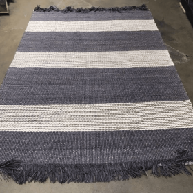 5x7 Feet Hand Woven Striped Jute/Wool Area Rug