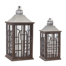 Wood Lantern with Metal Lid