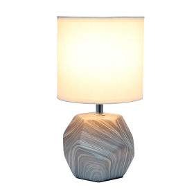 Simple Designs Round Prism Mini Table Lamp with White Fabric Shade