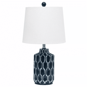 Lalia Home Moroccan Table Lamp with Fabric White Shade