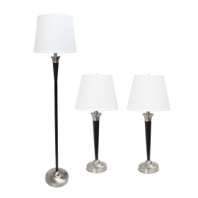 Lalia Home Perennial Modern Sonoma 3 Piece Metal Lamp Set (2 Table Lamps, 1 Floor Lamp)