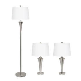 Lalia Home Perennial Modern Vienna 3 Piece Metal Lamp Set (2 Table Lamps, 1 Floor Lamp)