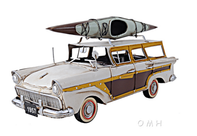 1957 Ford Woody-Look Country Squire Wagon Model with Kayak