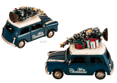 Handmade 1960s Mini Cooper Christmas Car Model Set of 2