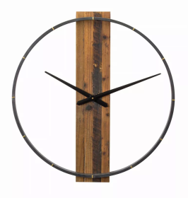 Wall Clock 27.5"D Wood/MDF/Iron