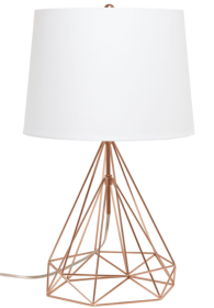 Lalia Home Geometric White Matte Wired Table Lamp with Fabric Shade