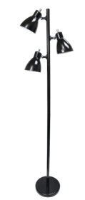 Simple Designs Metal 3-Light Tree Floor Lamp, Black Finish