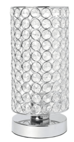 Elegant Designs Elipse Crystal Bedside Nightstand Cylindrical Uplight Table Lamp