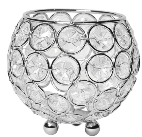 Elegant Designs Elipse Crystal Circular Bowl Candle Holder, Flower Vase, Wedding Centerpiece, Favor, 3.75 Inch