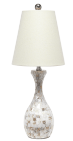 Lalia Home Malibu Curved Mosaic Seashell Table Lamp with Chrome Accents