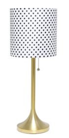 Simple Designs Gold Tapered Table Lamp with Fabric Drum Shade