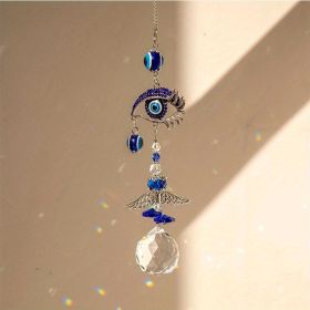 1pc Crystal Sun Catchers, Blue Butterfly Evil Eye Suncatcher Indoor Window With Prism Ball, Sunlight Rainbow Maker Good Luck Hanging Crystals Ornament