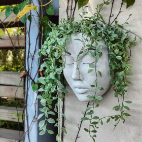 1pc Face Planter Pot Head Planter, Resin Wall Mounted Planter Face Pot Face Flowers Pots For Indoor Outdoor Plants Wall Decors - White Face Flower