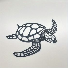 1pc, Metal Sea Turtle Ornament Beach Theme Decor Wall Art Decorations Wall Hanging For Indoor Living Room Decor - Black - 11.81inch√ó11.02inch