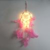 1pc Creative Dream Catcher With LED Lights; Night Light Dream Catcher; Wall Hanging Ornament - Pink