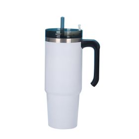 30oz 20oz Handle Vacuum Thermal Mug Beer Cup Travel Car Thermo Mug Portable Flask Coffee Stainless Steel Cups With Lid And Straw - 890ml - White