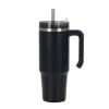 30oz 20oz Handle Vacuum Thermal Mug Beer Cup Travel Car Thermo Mug Portable Flask Coffee Stainless Steel Cups With Lid And Straw - 600ml - Black