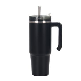 30oz 20oz Handle Vacuum Thermal Mug Beer Cup Travel Car Thermo Mug Portable Flask Coffee Stainless Steel Cups With Lid And Straw - 600ml - Black