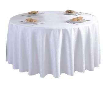 Classic Round Smooth Jacquard Table Cover Hotel Tablecloth 71x71",White - Default