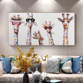 Hand Painted Oil Painting  Horizontal Abstract Animals Giraffe Modern Living Room Hallway Bedroom Luxurious Decorative Painting - 50x100cm - 01