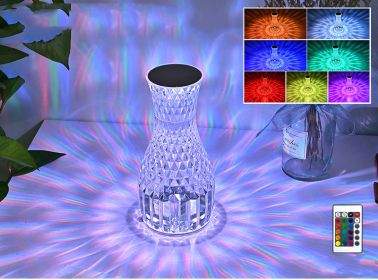 Vase Shape Atmosphere Crystal Lamp Romantic Bedside Diamond Table Lamp Home Christmas Decorations LED Lights - USB - With remote control